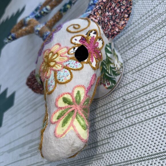 32" HUGE Fabric Deer Head Wall Decor Boho Shabby Chic Cottage Farmhouse Art - Picture 4 of 12